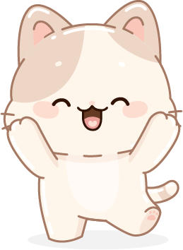 A smiling illustrated cat